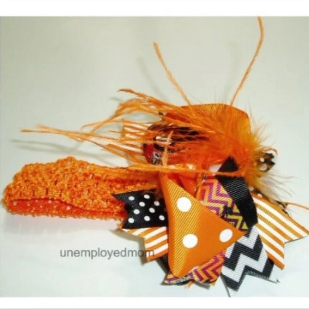 Halloween Headband Bow Baby Girls Feathers Hair Accessories Headwrap